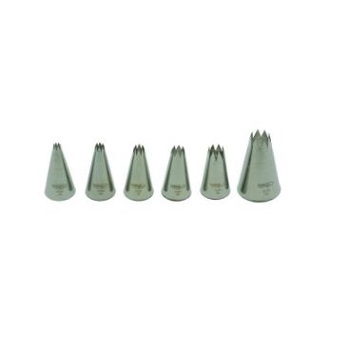 Mallard Ferriere Box Of 6 Fluted Piping Nozzles S/Steel